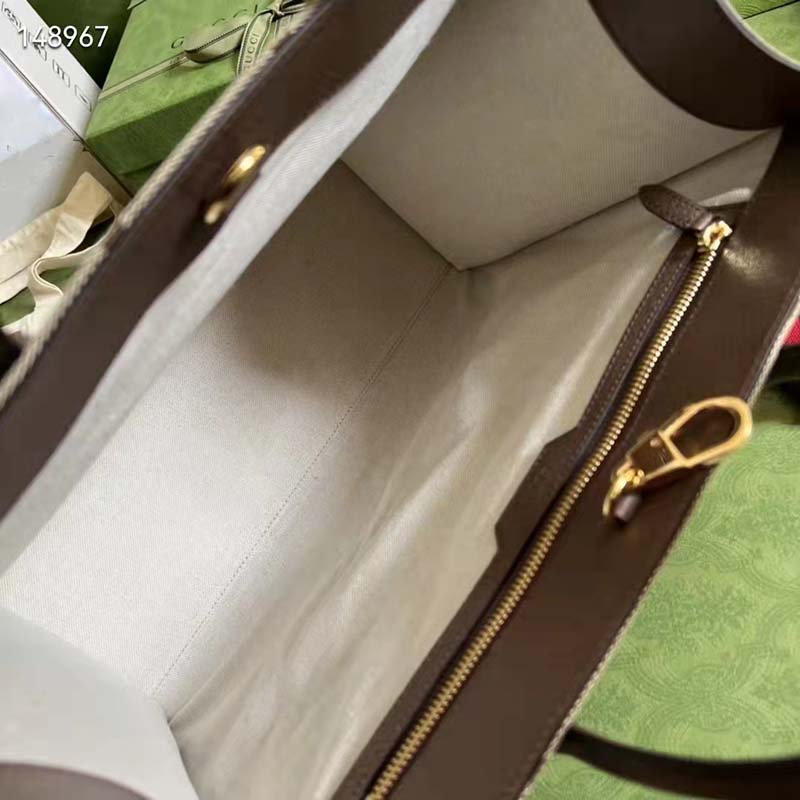 Gucci Unisex Tote Bag Jumbo GG Camel Ebony Jumbo GG Canvas