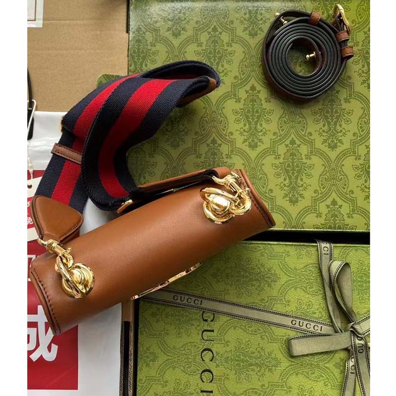 Gucci Women GG Blondie Shoulder Bag Cuir Leather Round Interlocking G