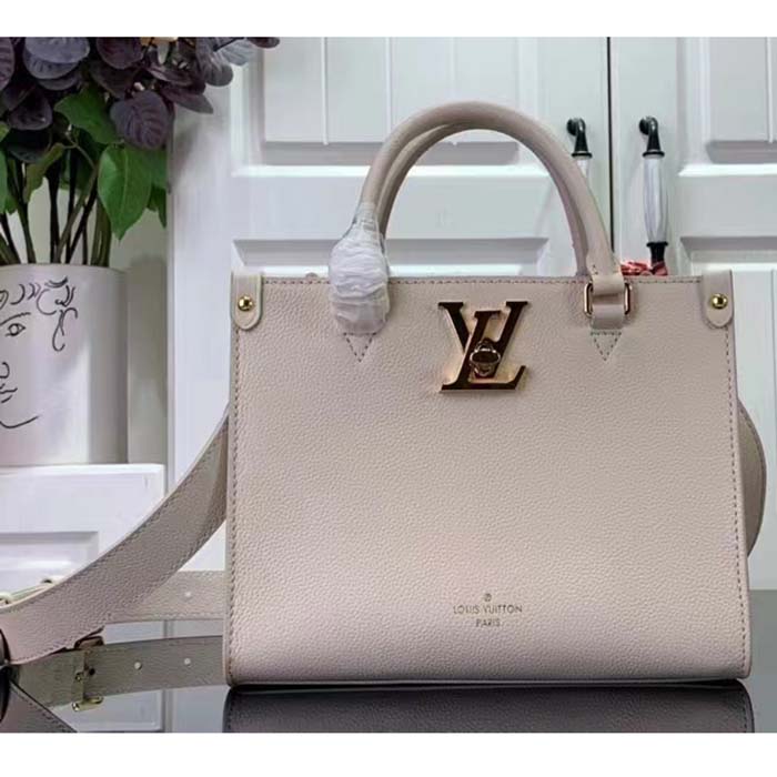 Louis Vuitton LV Women Lock & Go White Grained Calf Leather Microfiber Lining