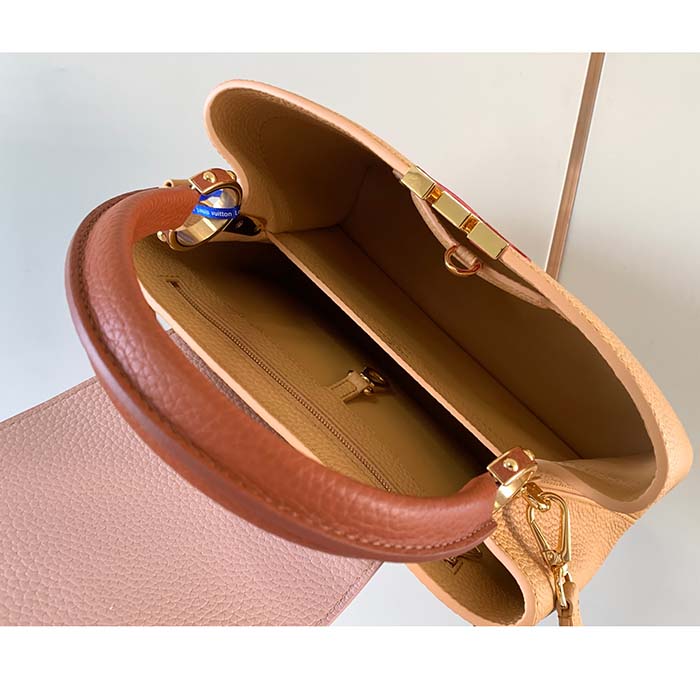 Louis Vuitton LV Women Capucines MM Handbag Beige Brown Taurillon Leather