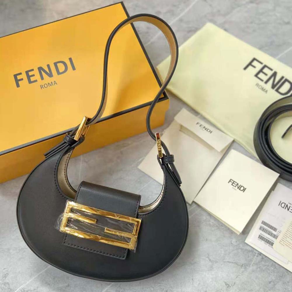 Fendi Women Cookie Black Leather Mini Bag