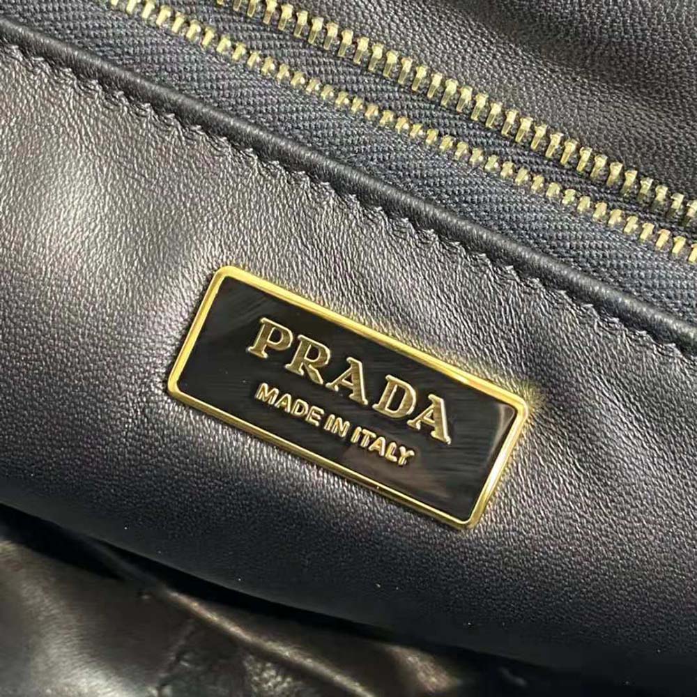 Prada Women Padded Nappa Leather Shoulder Bag-Black