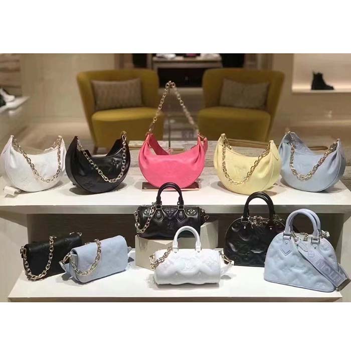 Louis Vuitton LV Women Alma BB Handbag Black Quilted Embroidered Smooth Calf Leather