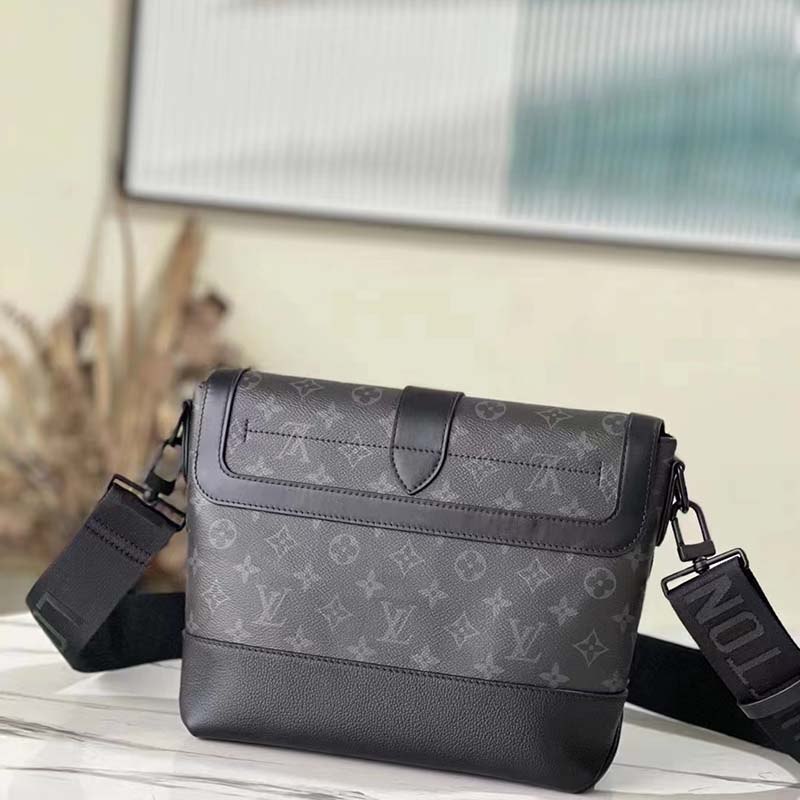 Louis Vuitton LV Unisex Saumur Messenger Monogram Eclipse Coated Canvas Black