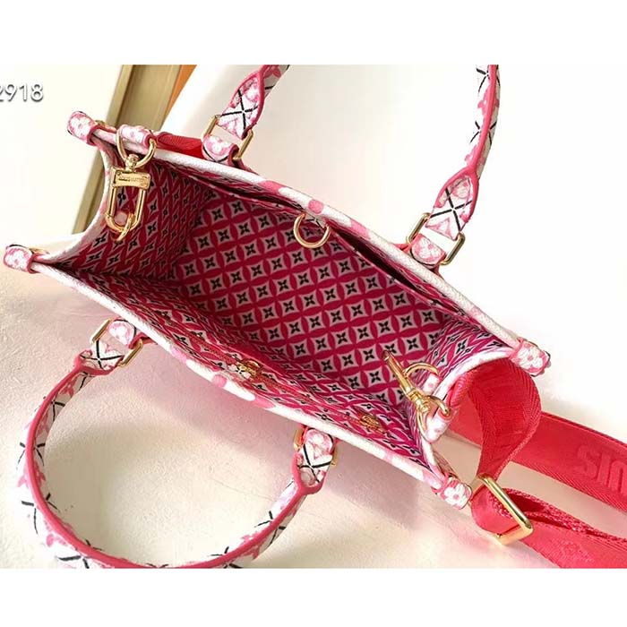 Louis Vuitton LV Women Onthego PM Pink Monogram Coated Canvas Textile Lining