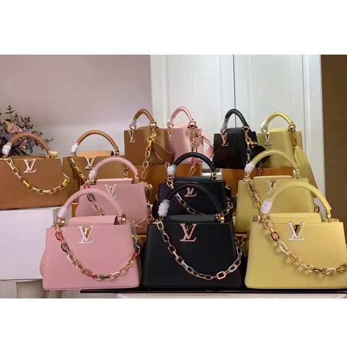 Louis Vuitton LV Women Capucines BB Handbag Black Taurillon Cowhide Leather