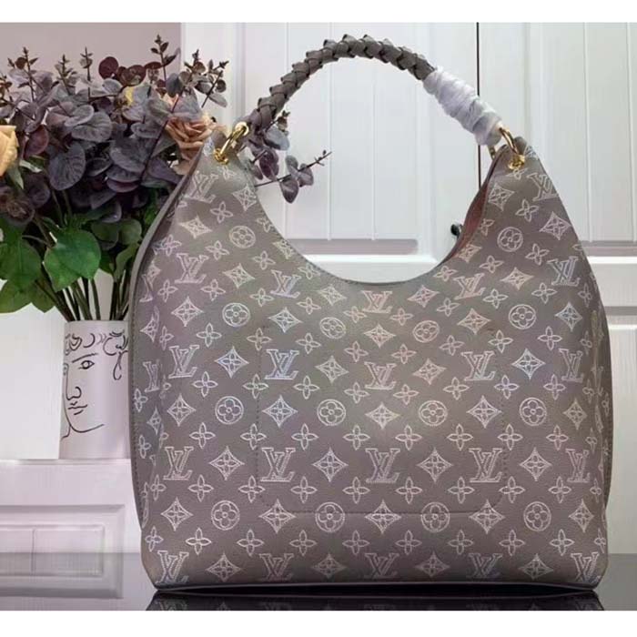 Louis Vuitton LV Women Carmel Hobo Bag Gray Mahina Perforated Calfskin Leather