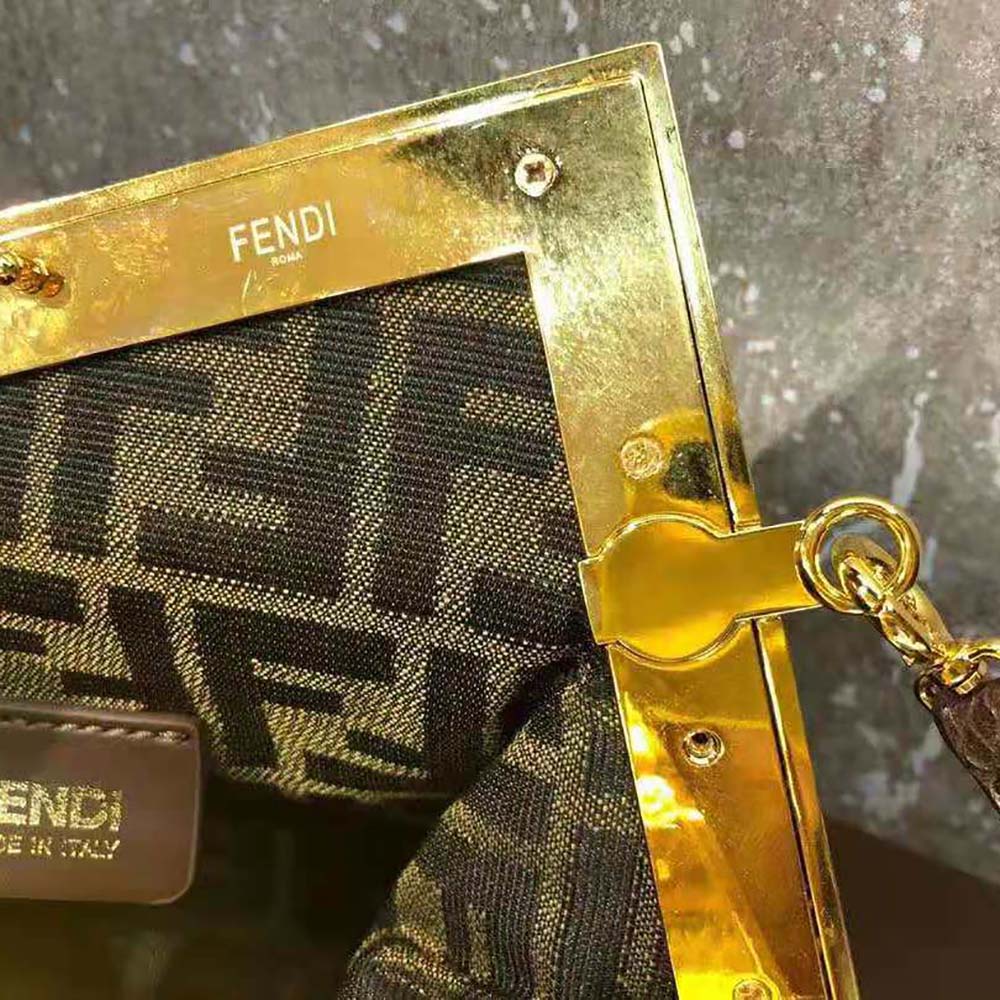 Fendi Women First Small Dark Brown Python Leather Bag