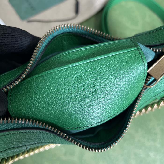 Gucci Women GG Aphrodite Small Shoulder Bag Green Soft Leather Double G