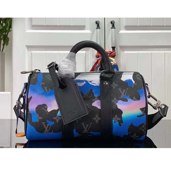 Louis Vuitton LV Unisex Keepall Bandoulière 25 Sunrise Eclipse Reverse Coated Canvas