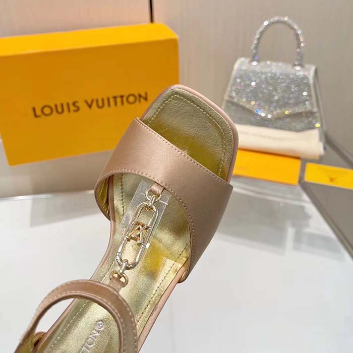 Louis Vuitton Women LV Sparkle Sandal Gold Calfskin Leather Outsole 9.5 CM Heel