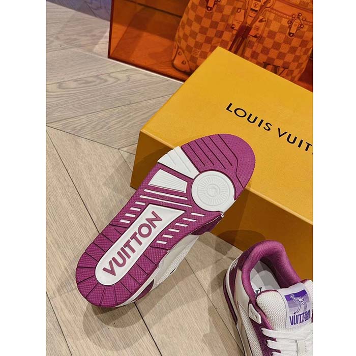 Louis Vuitton LV Unisex Trainer Sneaker Purple Monogram Denim Rubber Outsole Monogram Flower