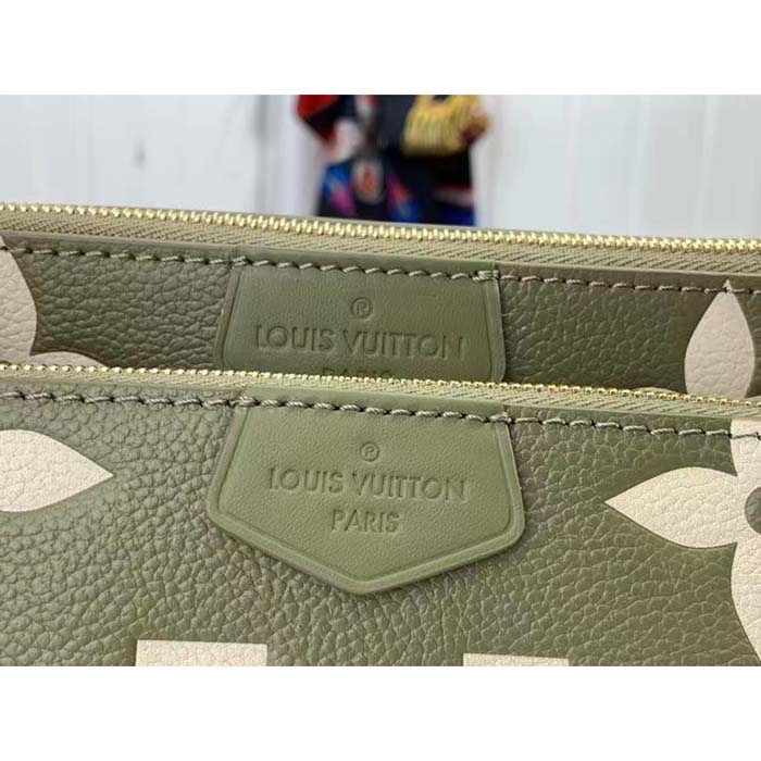 Louis Vuitton Women Multi Pochette Accessoires Light Khaki Cream Monogram Empreinte Embossed Grained Cowhide Leather