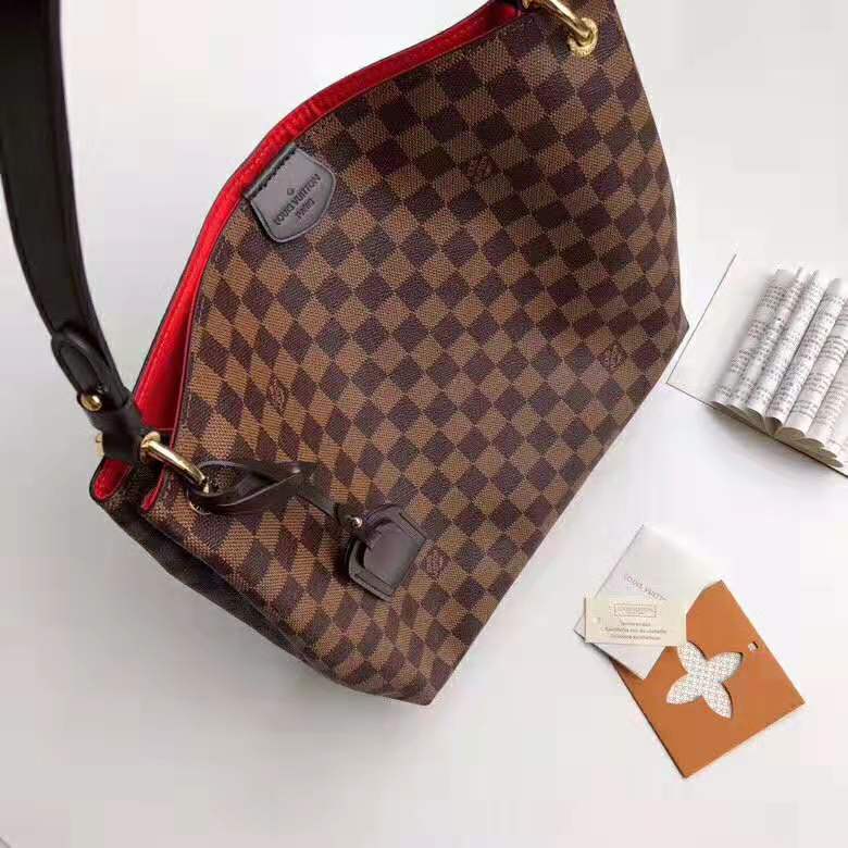 Louis Vuitton LV Women Graceful PM Hobo in Graphic Damier Ebene Canvas-Brown