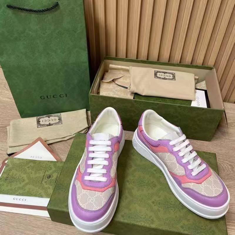 Gucci Unisex Sneaker White Beige GG Supreme Canvas Printed Interlocking G