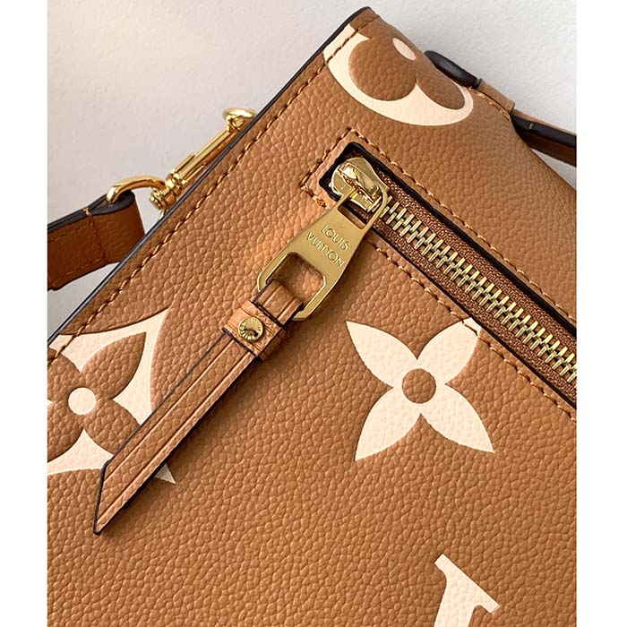 Louis Vuitton LV Women Pochette Metis Bag Beige Monogram Empreinte Embossed Grained Cowhide