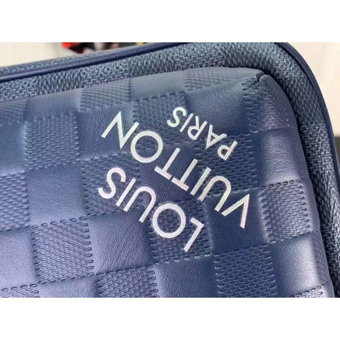 Louis Vuitton LV Unisex Avenue Slingbag Blue Sapphire Damier Infini Cowhide Leather Graphite Coated Canvas