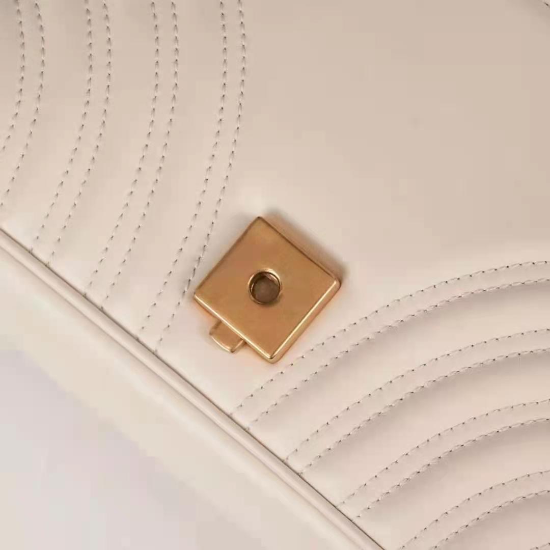 Gucci GG Women GG Marmont Small White Matelassé Shoulder Bag Double G