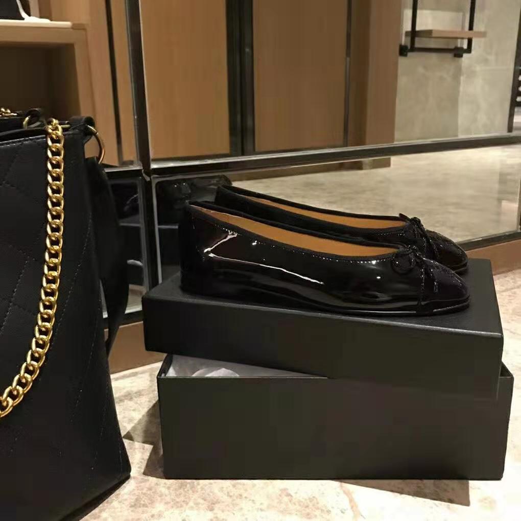 Chanel Women Ballerinas in Patent Calfskin Leather-Black
