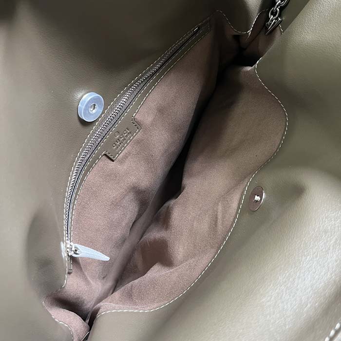 Gucci Unisex Blondie Medium Tote Bag Brown Leather Round Interlocking G