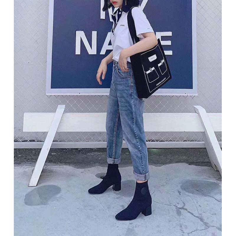 Hermes Women Volver 60 Ankle Boot Navy Leather 2.4″ Heel