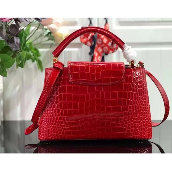 Louis Vuitton LV Women Capucines MM Handbag Red Crocodilien Brillant Savoir Faire