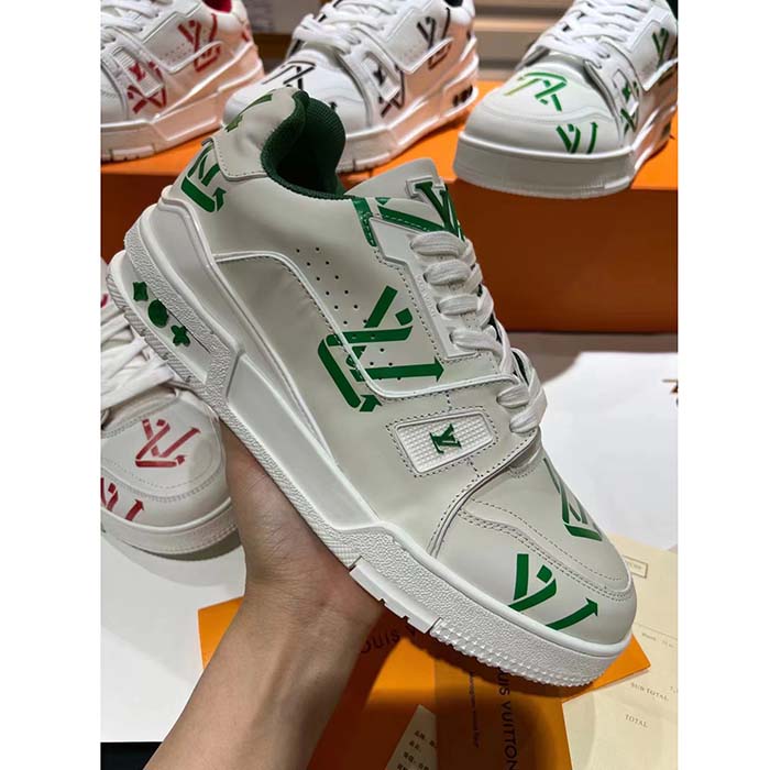 Louis Vuitton Unisex LV Trainer Sneaker Green Mix Sustainable Materials Monogram Flowers