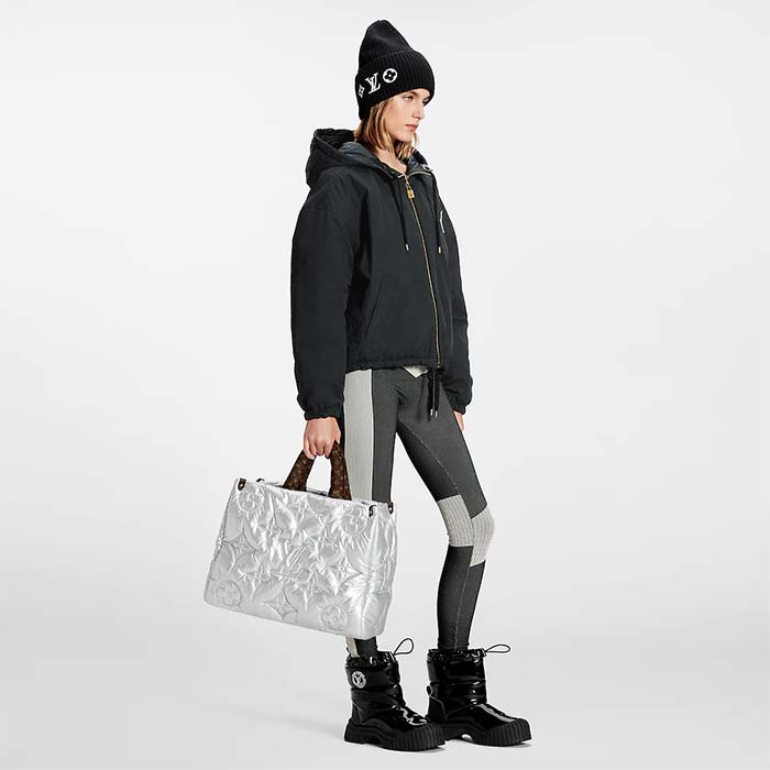 Louis Vuitton LV Unisex OnTheGo GM Tote Silver Recycled Metallic Nylon Econyl