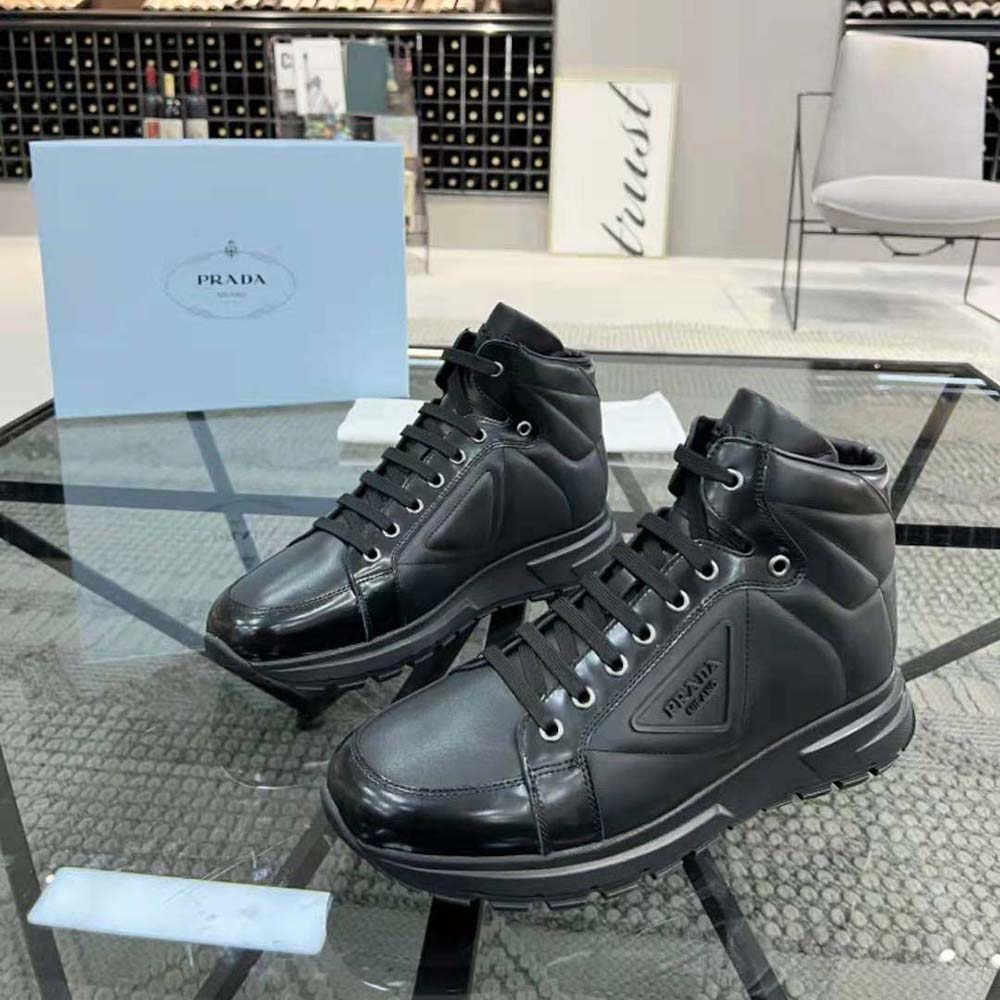 Prada Men PRAX 01 Re-Nylon and Brushed Leather Sneakers