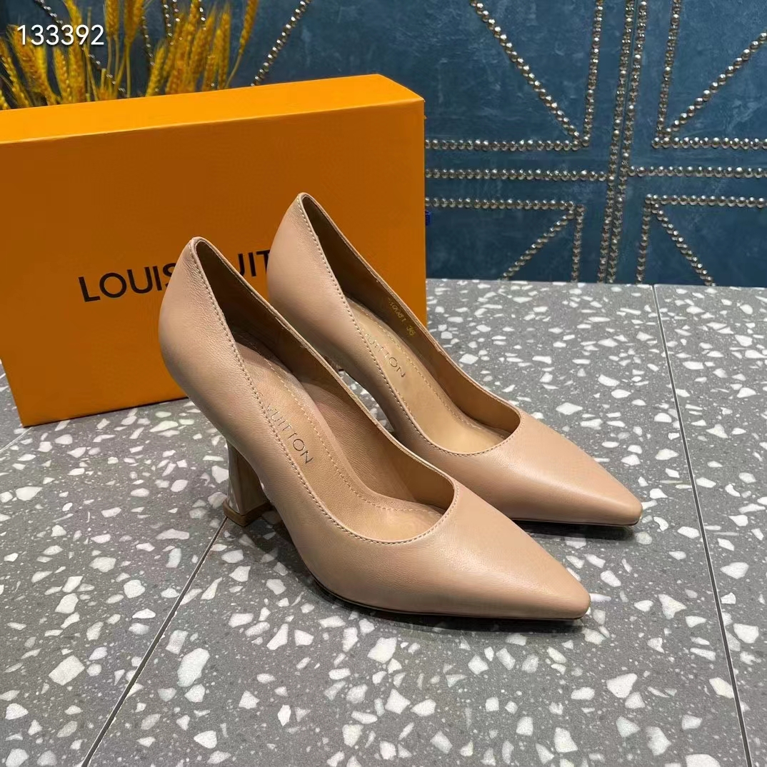 Louis Vuitton LV Women Sparkle Pump Nude Pink Lamb Leather Outsole 9.5 Cm Heel