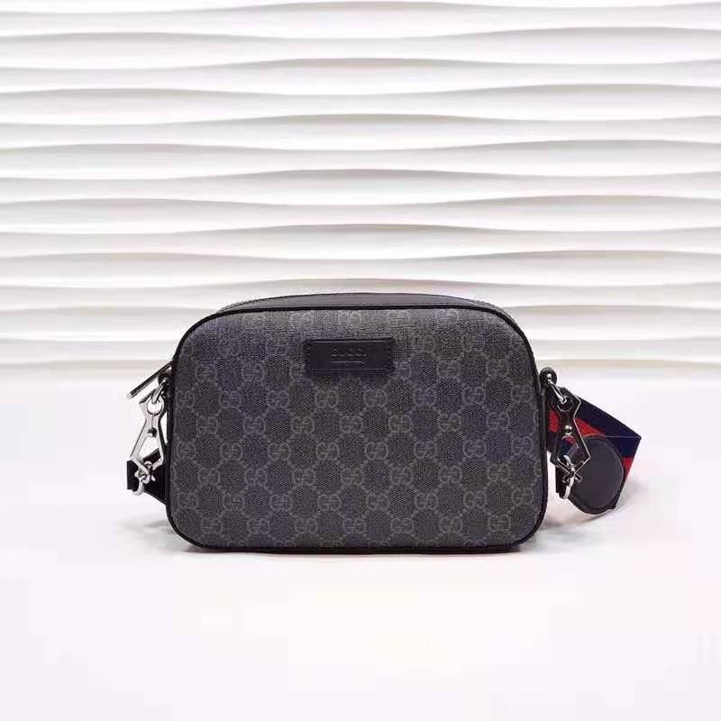 Gucci Unisex GG Black Shoulder Bag Black Grey GG Supreme Canvas