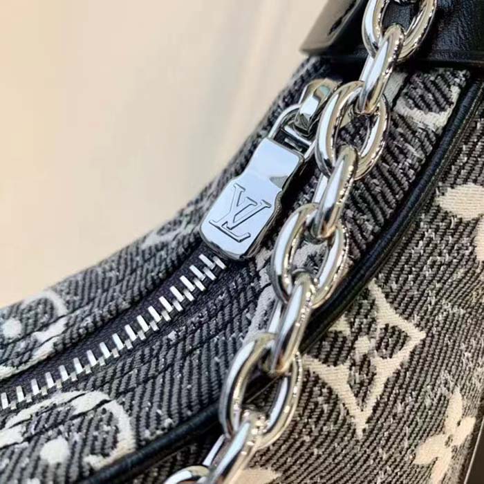 Louis Vuitton LV Women Loop PM Bag Gray Denim Textile Jacquard