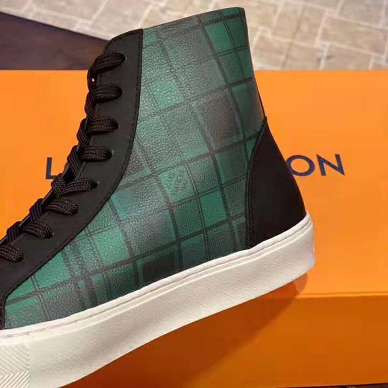 Louis Vuitton LV Unisex Tattoo Sneaker Boot in Damier Tartan Canvas-Green