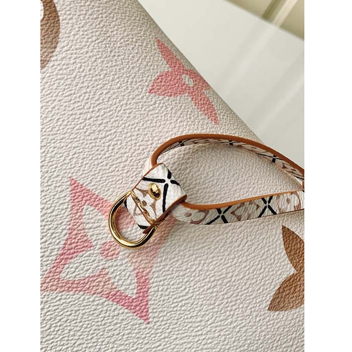 Louis Vuitton LV Unisex Neverfull MM Beige Monogram Coated Canvas Textile Lining