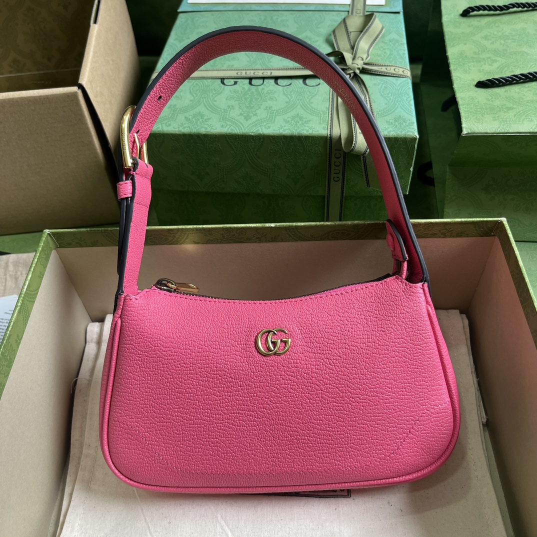 Gucci Women GG Aphrodite Mini Shoulder Bag Double G Pink Soft Leather