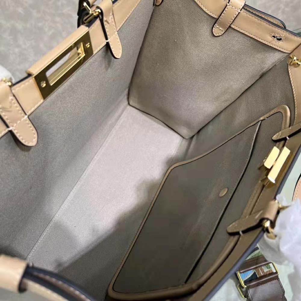 Fendi Women Medium Peekaboo X-Tote Gray Canvas Bag