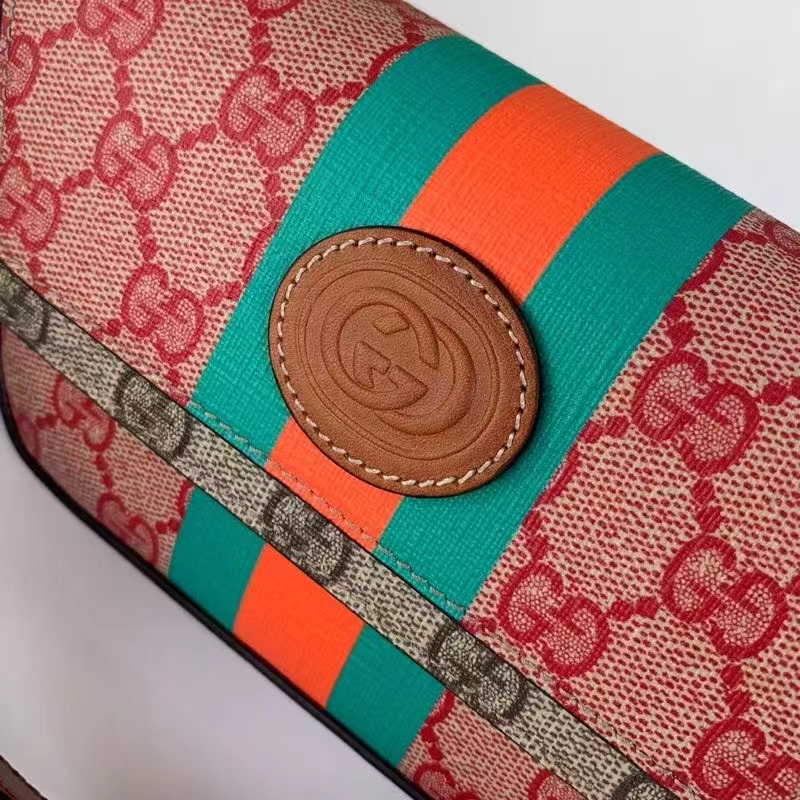 Gucci Unisex GG Top Handle Mini Bag Web Pink GG Supreme Canvas