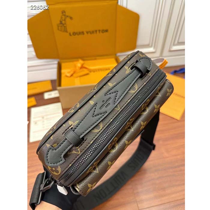 Louis Vuitton LV Unisex S Lock Messenger Black Monogram Macassar Coated Canvas Epi Leather