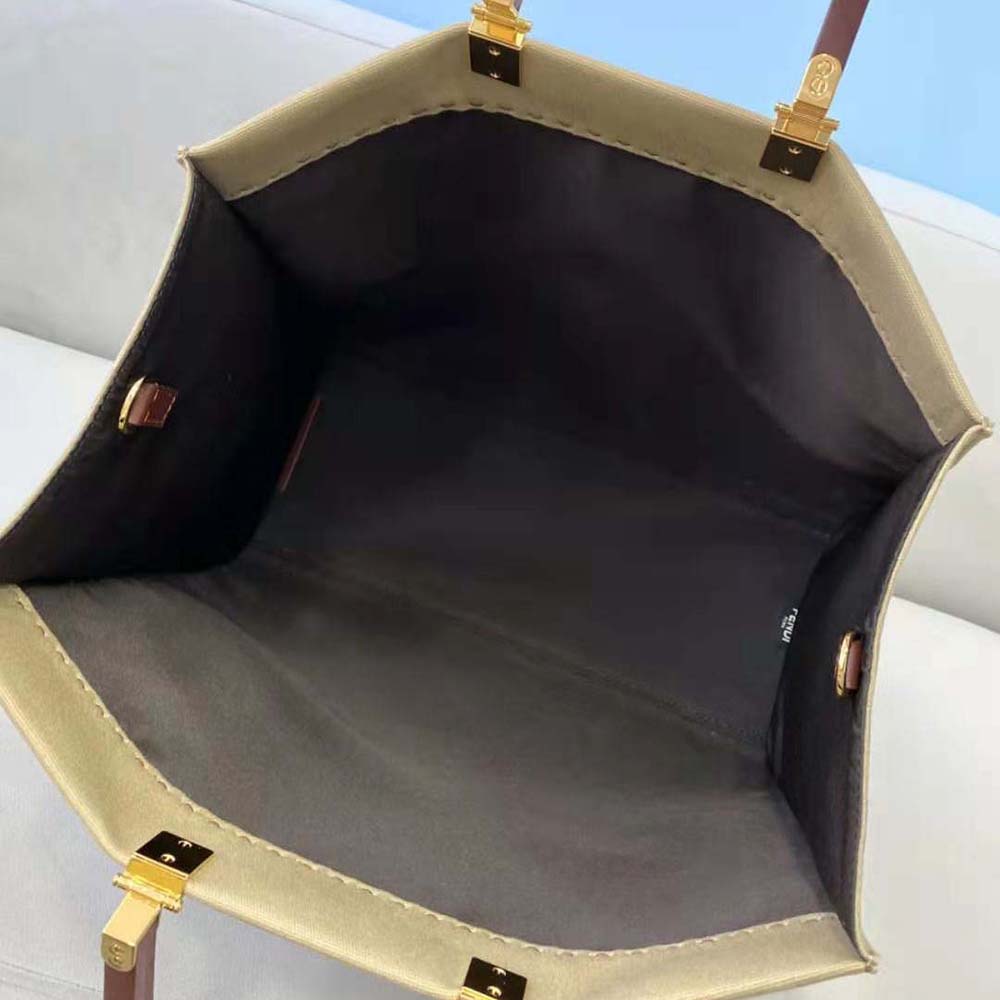 Fendi Women Fendi Sunshine Medium Beige Canvas Bag