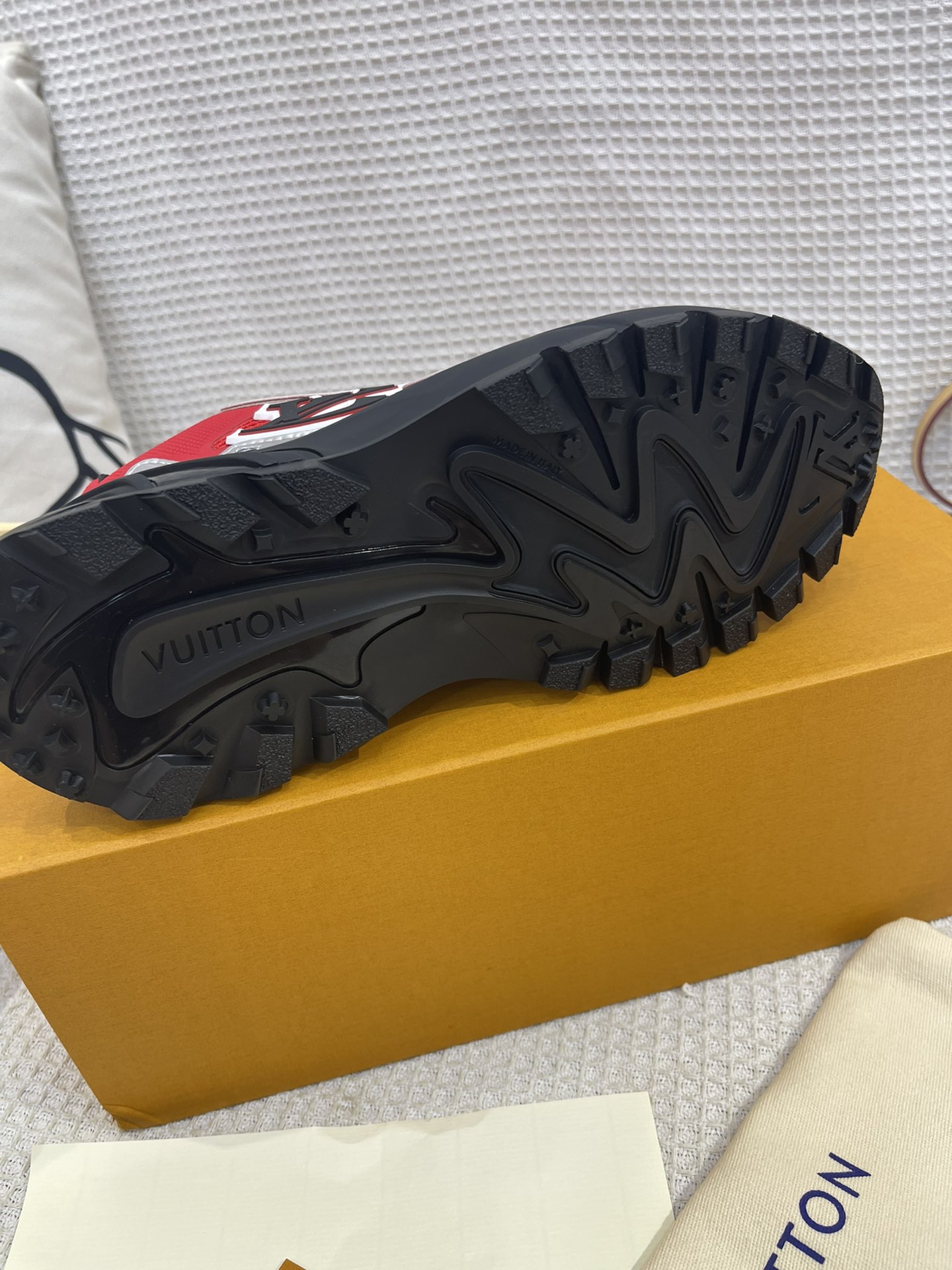 Louis Vuitton Unisex LV Runner Tatic Sneaker Red Mix Materials Rubber Monogram Flowers