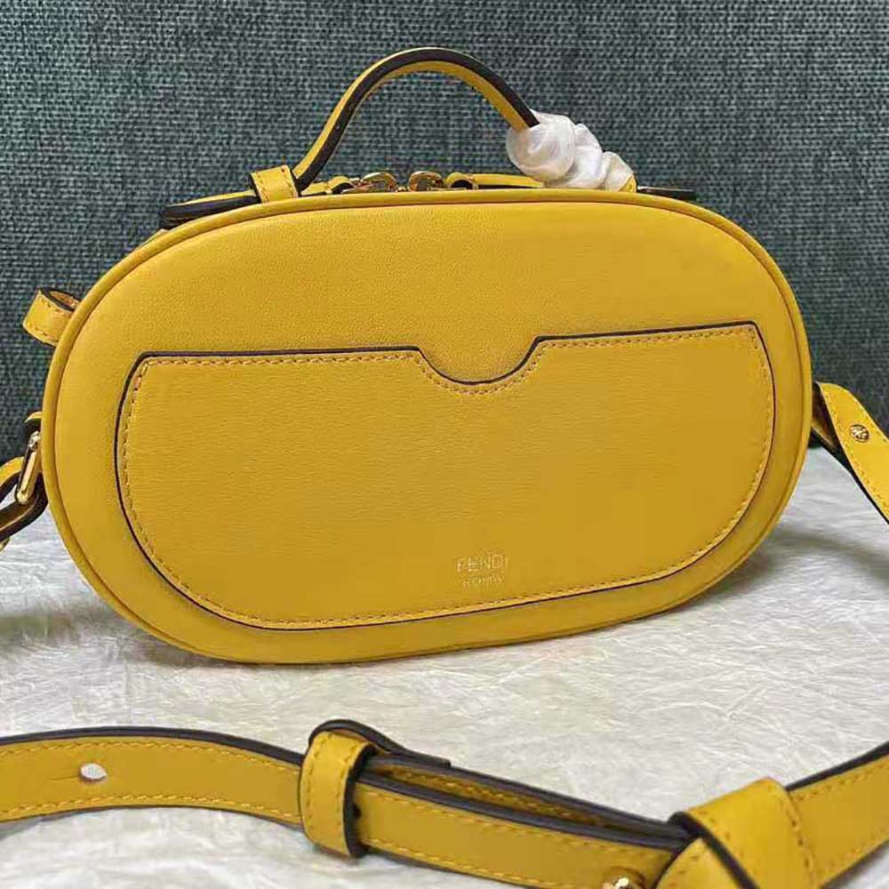 Fendi Women Mini Camera Case Yellow Leather and Suede Mini-Bag