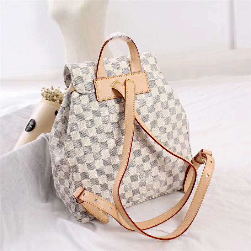 Louis Vuitton LV Women Sperone Backpack in Damier Azur Canvas-Beige