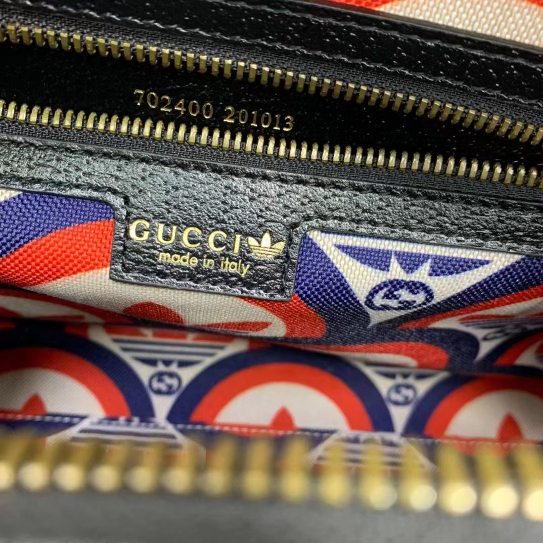 Gucci Unisex Adidas x Gucci Large Duffle Bag Black Leather Interlocking G