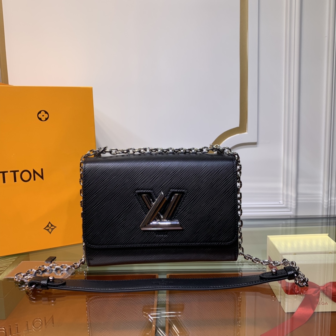Louis Vuitton LV Women Twist MM Chain Bag Black Epi Grained Cowhide Leather