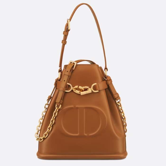 Dior Women CD Medium C’est Dior Bag Golden Saddle CD-Embossed Calfskin