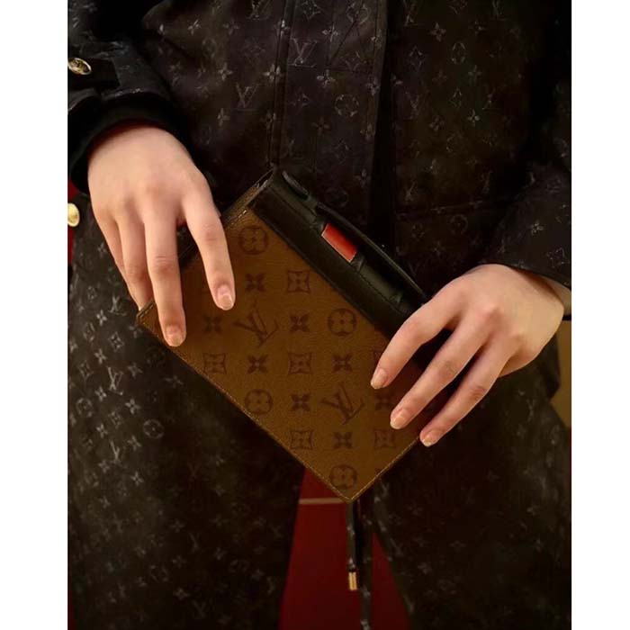 Louis Vuitton LV Women Book Chain Wallet Brown Monogram Reverse Coated Canvas Cowhide