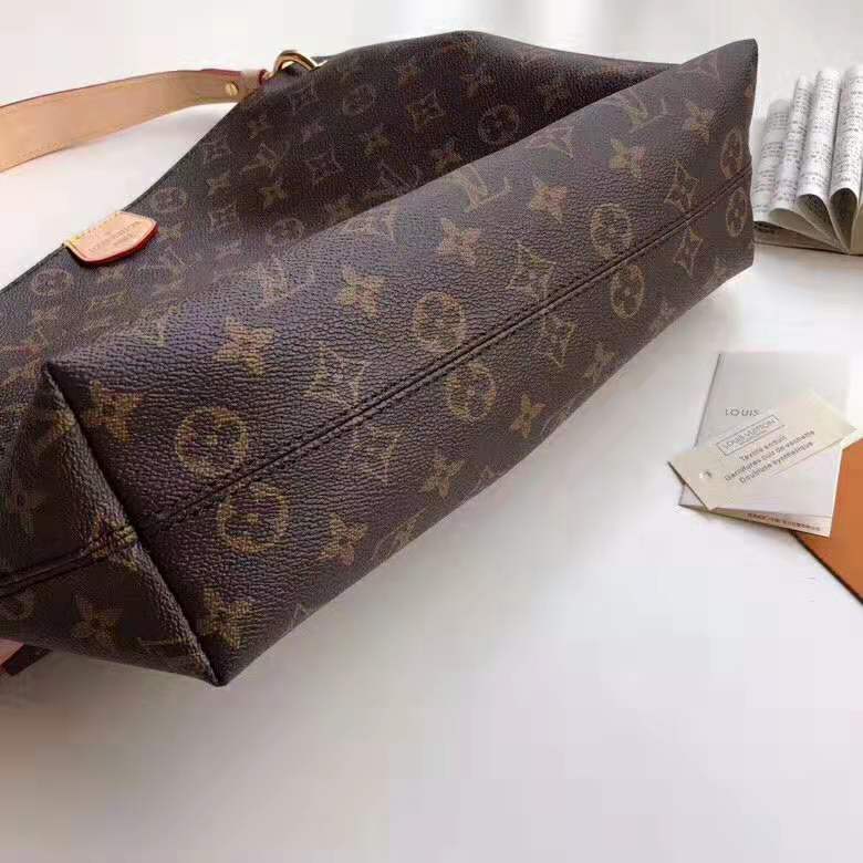 Louis Vuitton LV Women Graceful PM Hobo in Classic Monogram Canvas-Beige