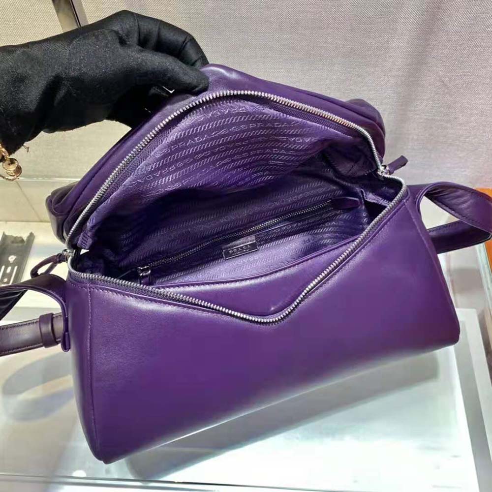 Prada Women Padded Nappa Leather Prada Signaux Bag-Purple