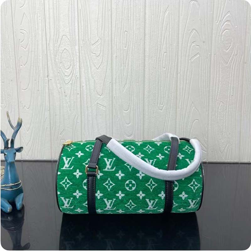 Louis Vuitton LV Unisex Papillon Handbag Green Monogram Jacquard Velvet Cowhide Leather