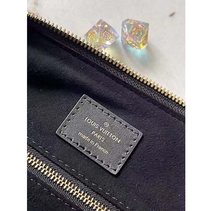 Louis Vuitton Women Speedy Bandoulière 25 Handbag Black Embossed Supple Grained Cowhide Leather